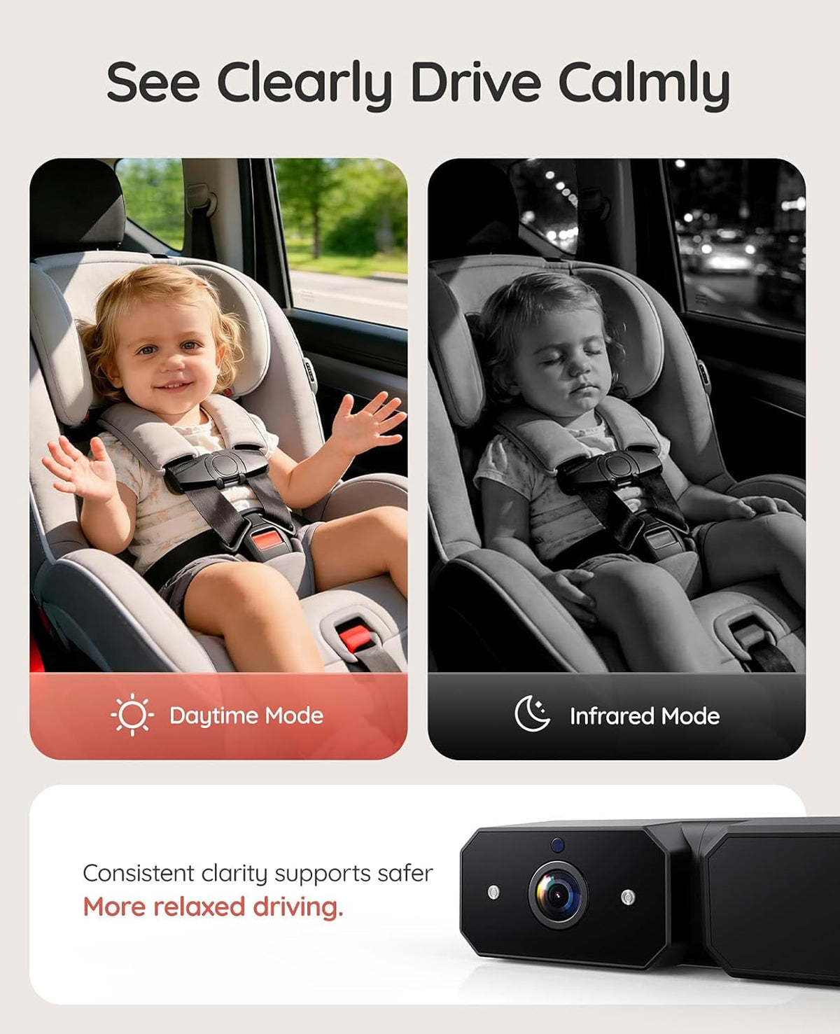 Babyvue Monitor de bebé con cámara dual inalámbrica para automóvil...