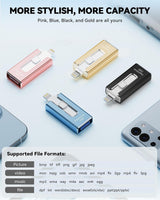 Unidad flash con certificación MFi para iPhone iPad de 256 GB, barr...