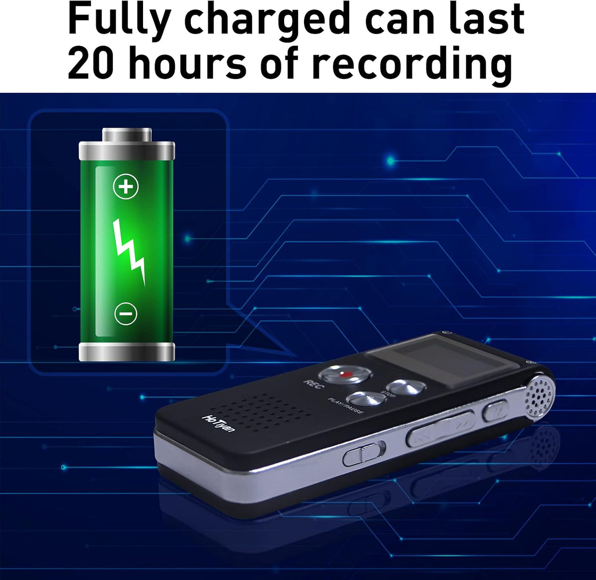 Grabadora de voz de 16 GB de capacidad, dispositivo de grabación activado