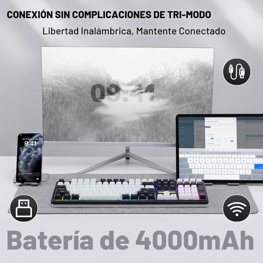Redragon K745 PRO Teclado de Juegos Inalámbrico con Sello RGB, Tecl...