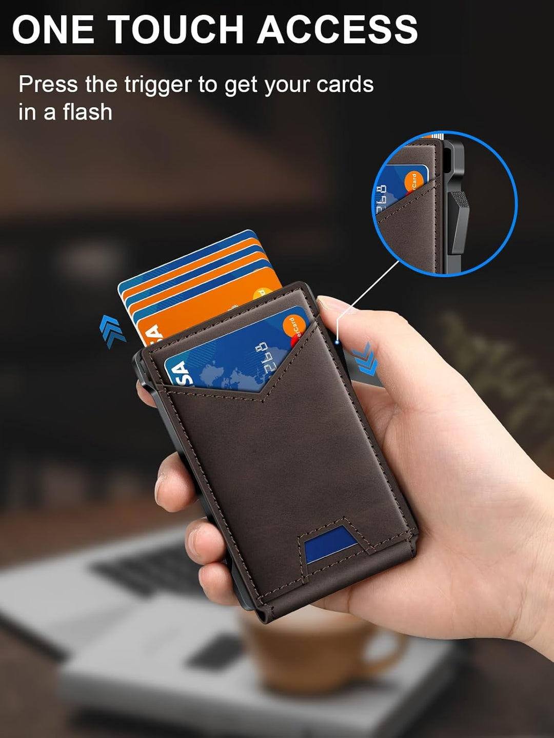 Cartera para hombres RFID con 2 ventanas de identificación y clip p...