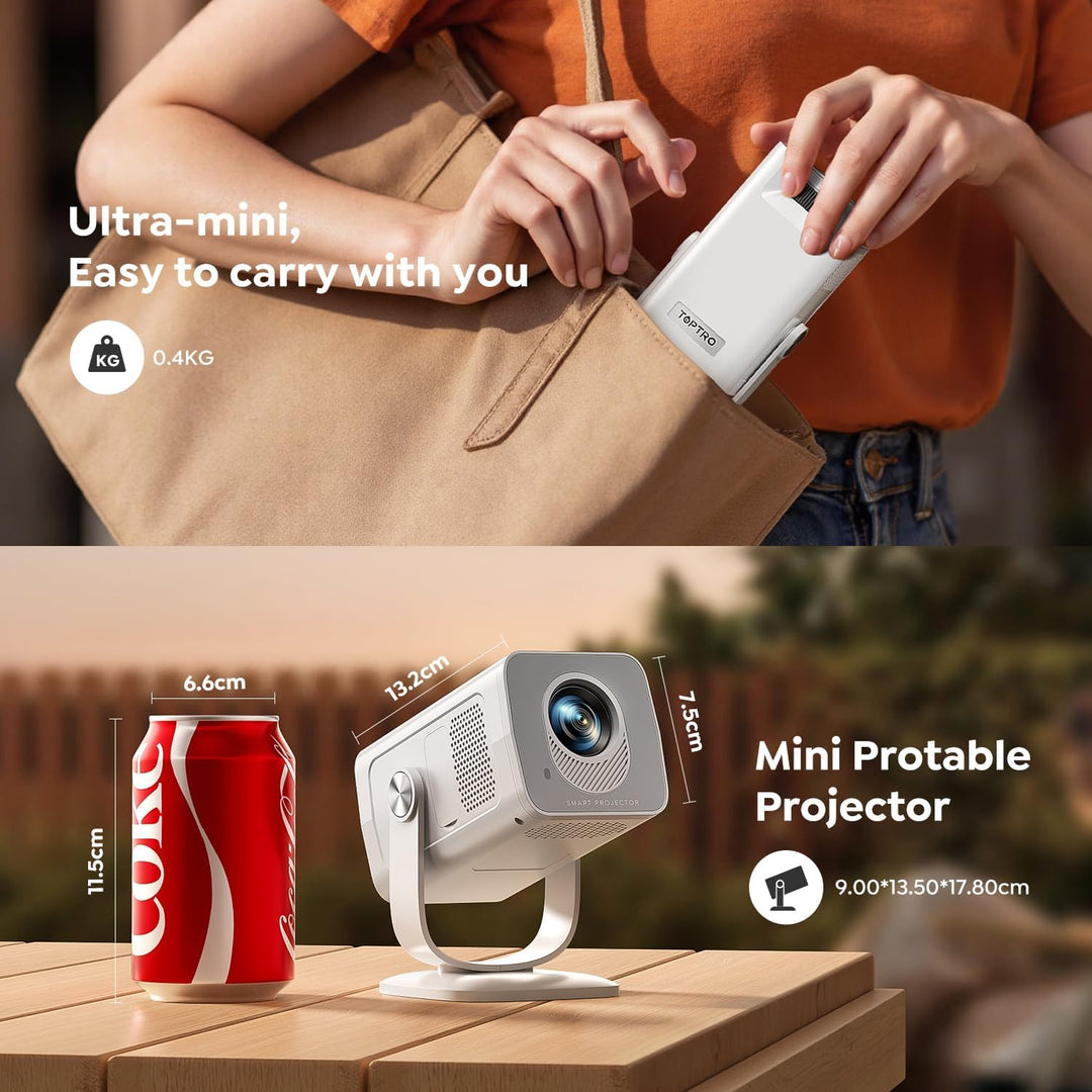 Mini-proyector con WiFi6 y Bluetooth bidireccional 5.4, soporte 108...