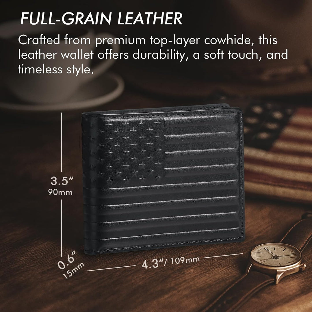 Pefiam Billetera de cuero de grano superior para hombre, con bloque...