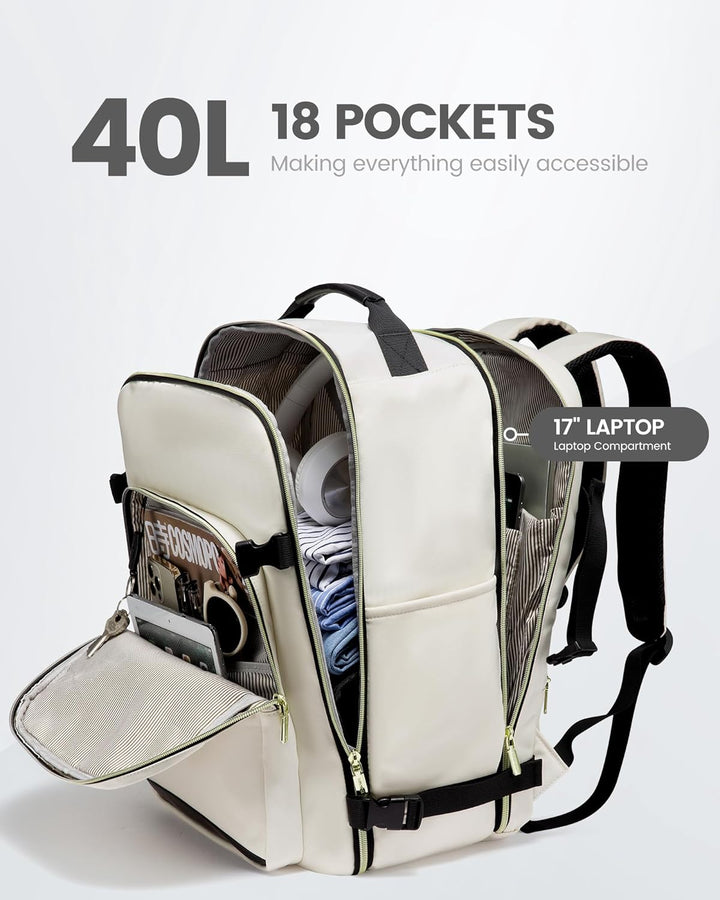 LOVEVOOK Mochila de viaje para mujeres y hombres, 40L, aprobada por...