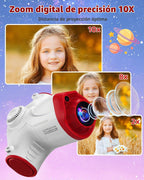 Cámara para niños con proyector, nave espacial, cámara digital HD de 48 MP para niños, grabadora de video 1080P, juguete con tarjeta SD de 32 GB y trípode, espacio exterior, cumpleaños para niños y