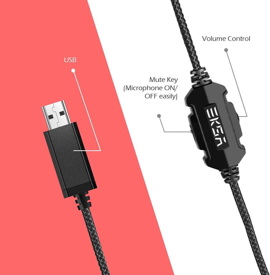 EKSA Auriculares para juegos E1000, auriculares de computadora con...