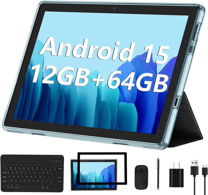 ECOPAD Tablet Android 15, tabletas de 10 pulgadas con teclado y mou...