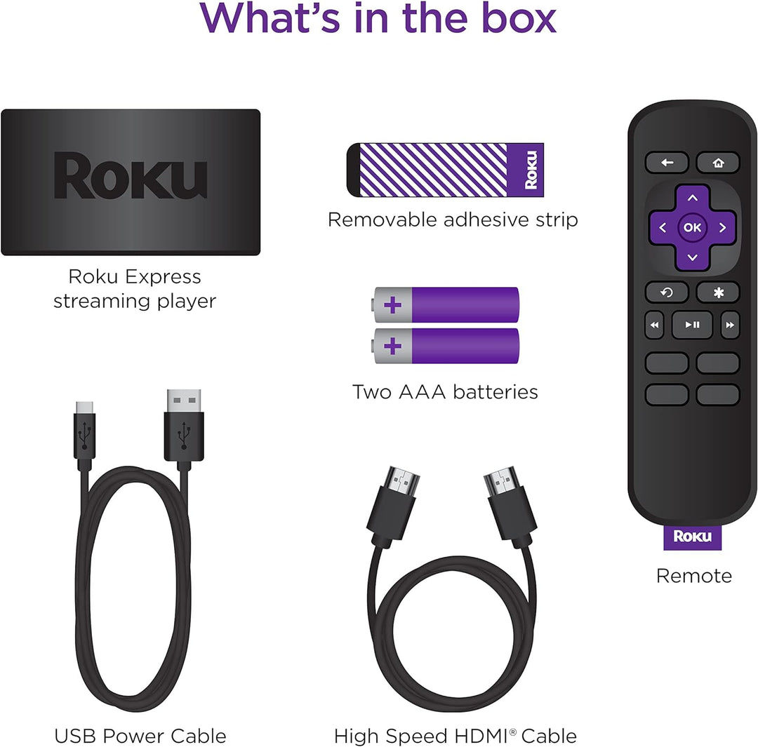 ROKU Express HD | Dispositivo con Cable HDMI, Control Remoto Simple, Configuración Guiada y Wi-Fi Rápido