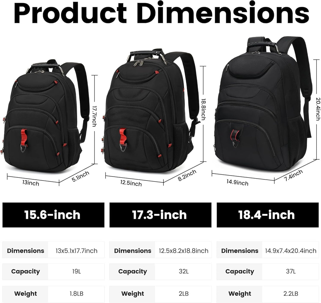 Mochila para laptop Boavan para hombres (Negro, 15.6), Negro, Elegante