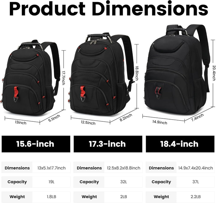 Mochila para laptop Boavan para hombres (Negro, 15.6), Negro, Elegante