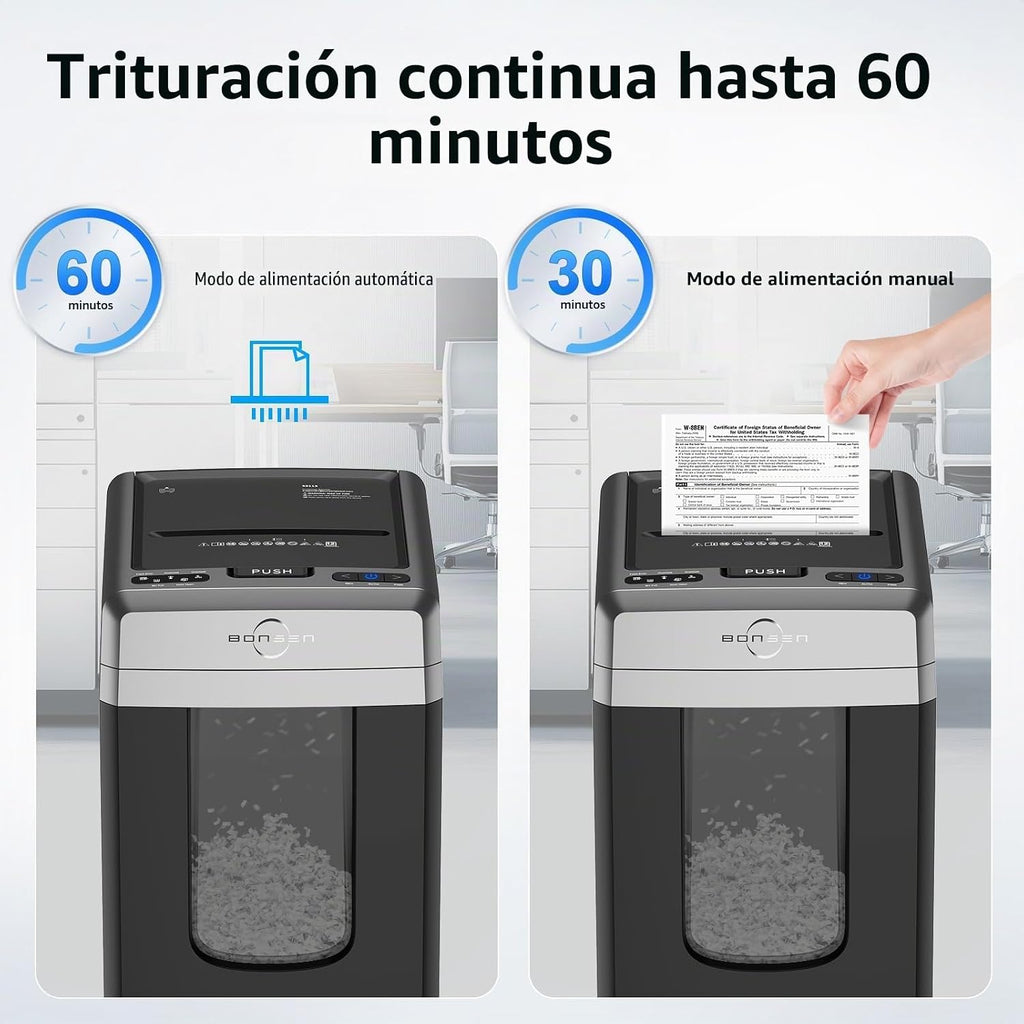 BONSEN Trituradora de papel resistente de micro corte de alimentación