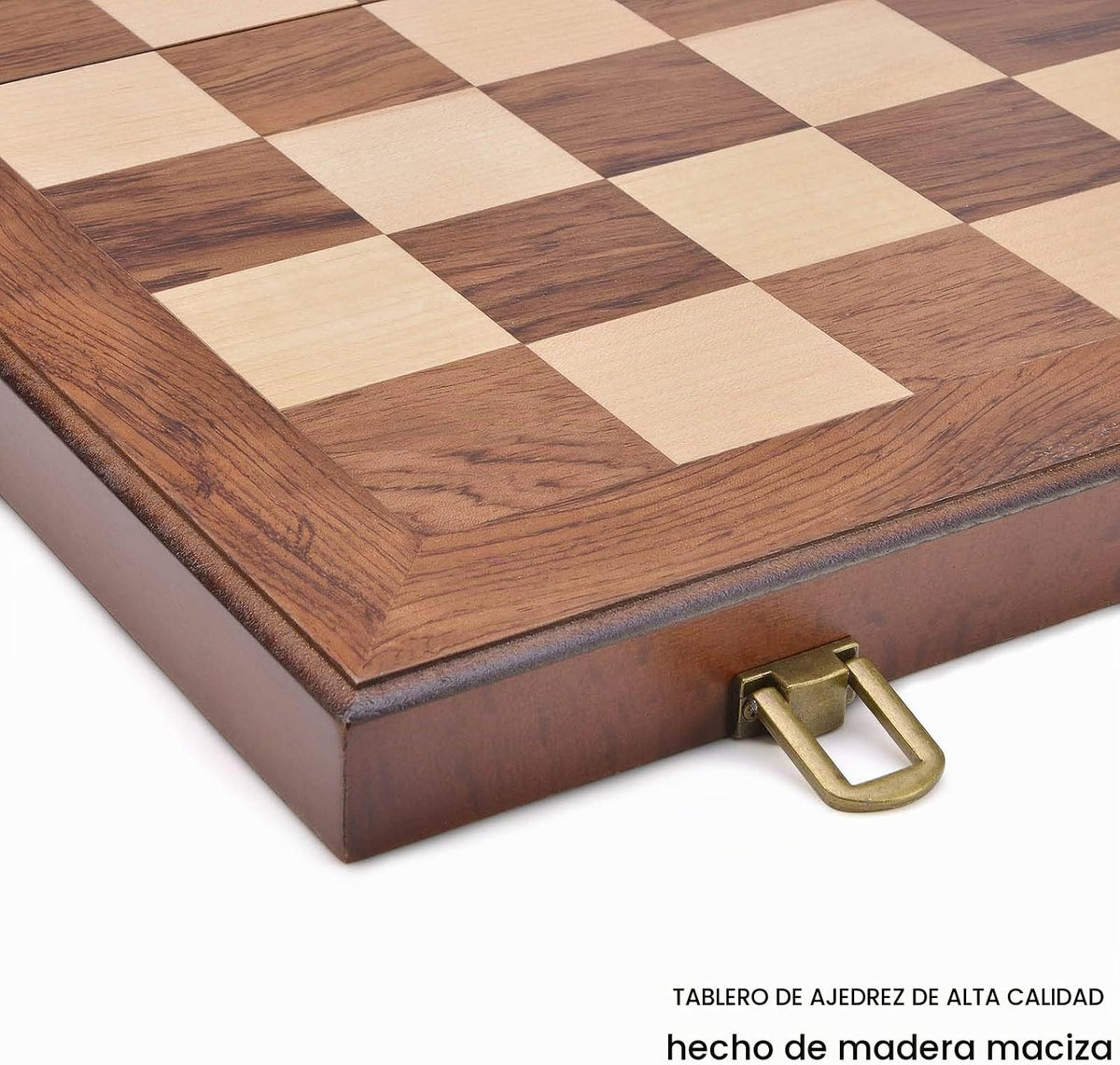 AMEROUS Juego de ajedrez y damas de madera con piezas de ajedrez ponderadas mejoradas, juegos de mesa de ajedrez de 15 pulgadas (2 en 1) para niños, adultos con 2 reinas adicionales/24 piezas de animadores/paquete de regalo