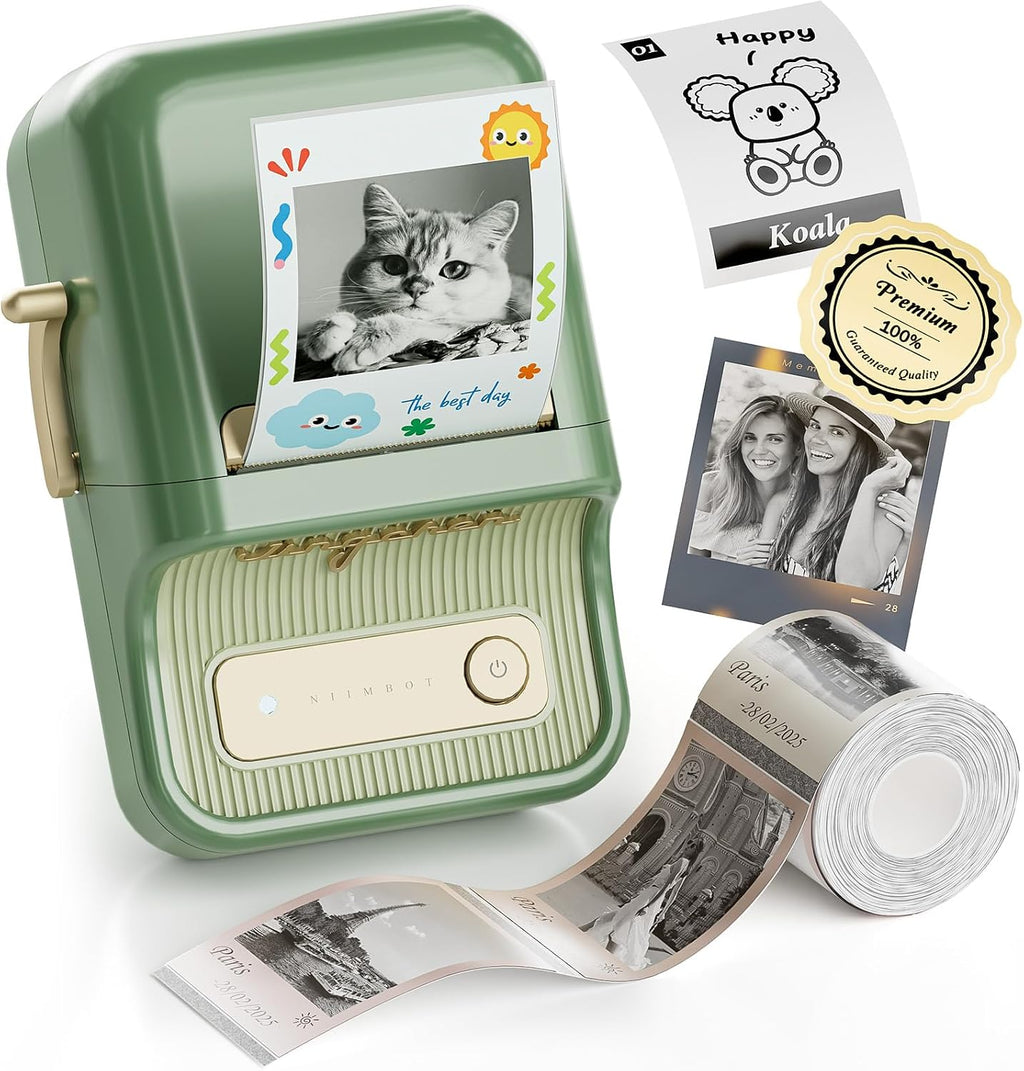 NIIMBOT Label Maker, B21 Pro 300DPI Impresora de pegatinas HD para fotos, verde