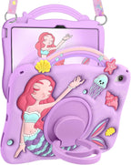 Boaretiu para iPad A16 Funda/Funda de 10ª Generación - Linda Funda de Tablet de 10.9 Pulgadas 2022 para Niñas y Adolescentes con Diseño de Sirenas Púrpuras de Dibujos Animados y Soporte Giratoria de