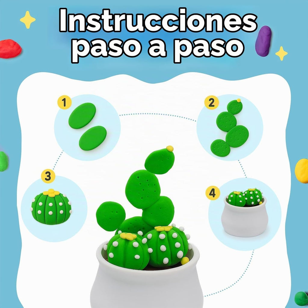 Arcilla seca al aire para niños, kit de arcilla para modelar 12 plantas DIY con herramientas de escultura