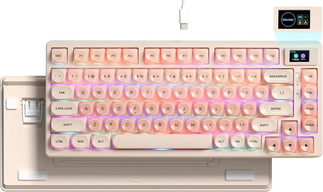 Womier SK80 Teclado Mecánico Gaming 75% con Pantalla Multimedia a C...