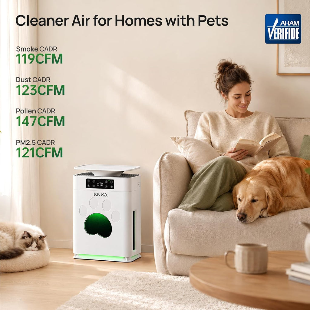 KNKA Purificador de aire para mascotas para el hogar, mascotas, habitación