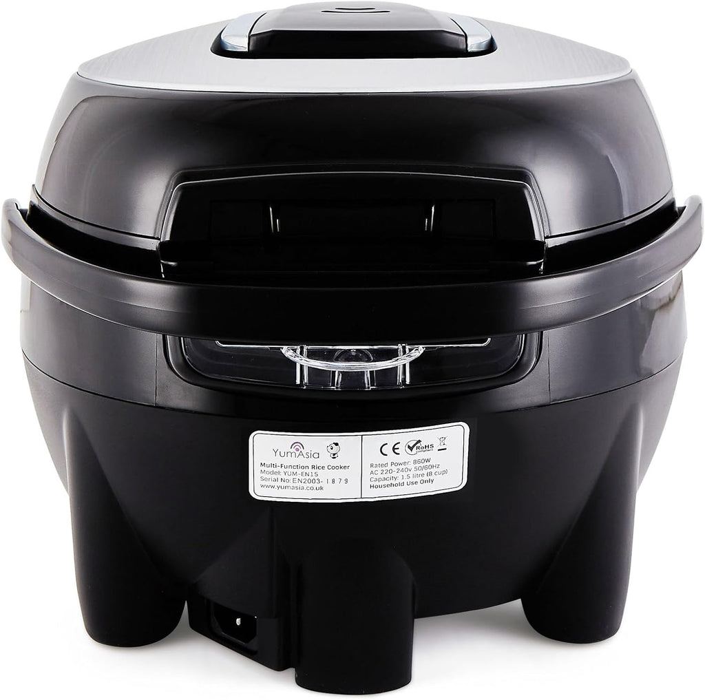 Arrocera Yum Asia Sakura con tazón de cerámica y lógica difusa avanzada (8 tazas, 1.5 litros) 6 funciones de cocción de arroz, 6 funciones de multicocción, pantalla LED táctil, 120V de potencia (negro
