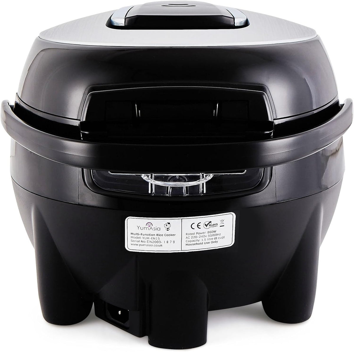 Arrocera Yum Asia Sakura con tazón de cerámica y lógica difusa avanzada (8 tazas, 1.5 litros) 6 funciones de cocción de arroz, 6 funciones de multicocción, pantalla LED táctil, 120V de potencia (negro
