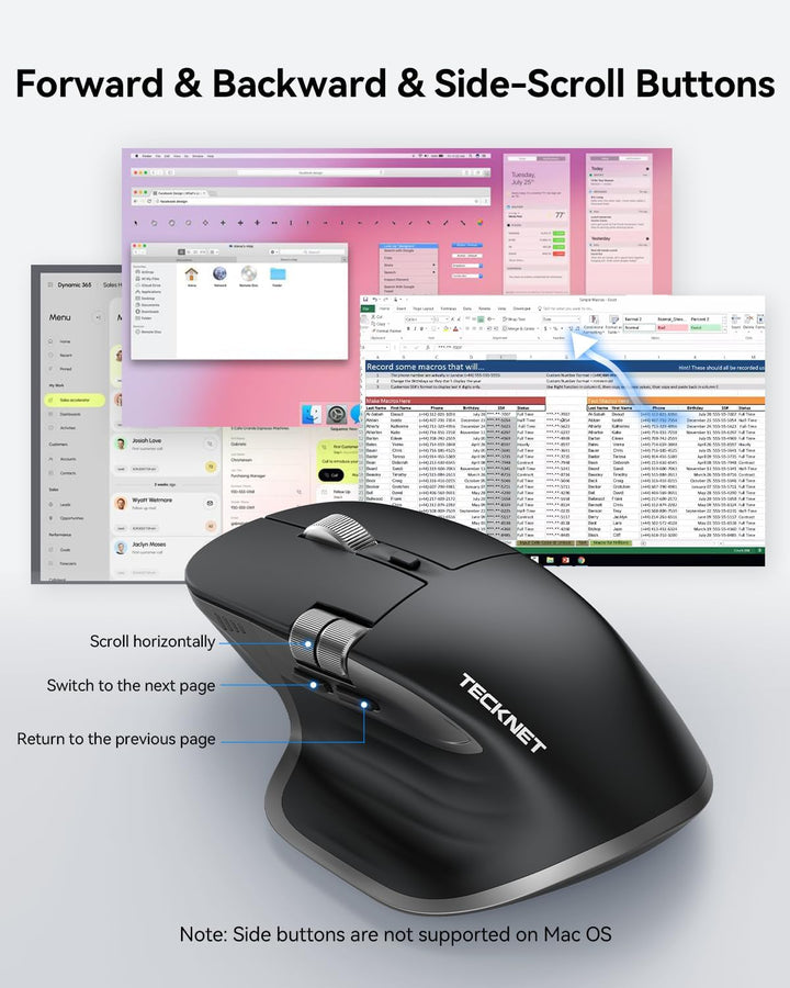 TECKNET Ratón Inalámbrico, Ratón Bluetooth (BT5.0\/5.0 &amp; 2.4G)...