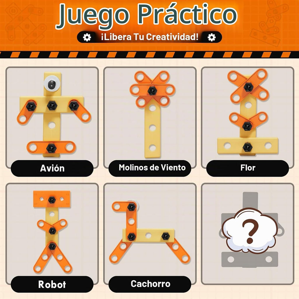 KidBloom Juego de Herramientas para Niños, 50 Piezas de Construcción, Juguetes para Niños de 3 Años