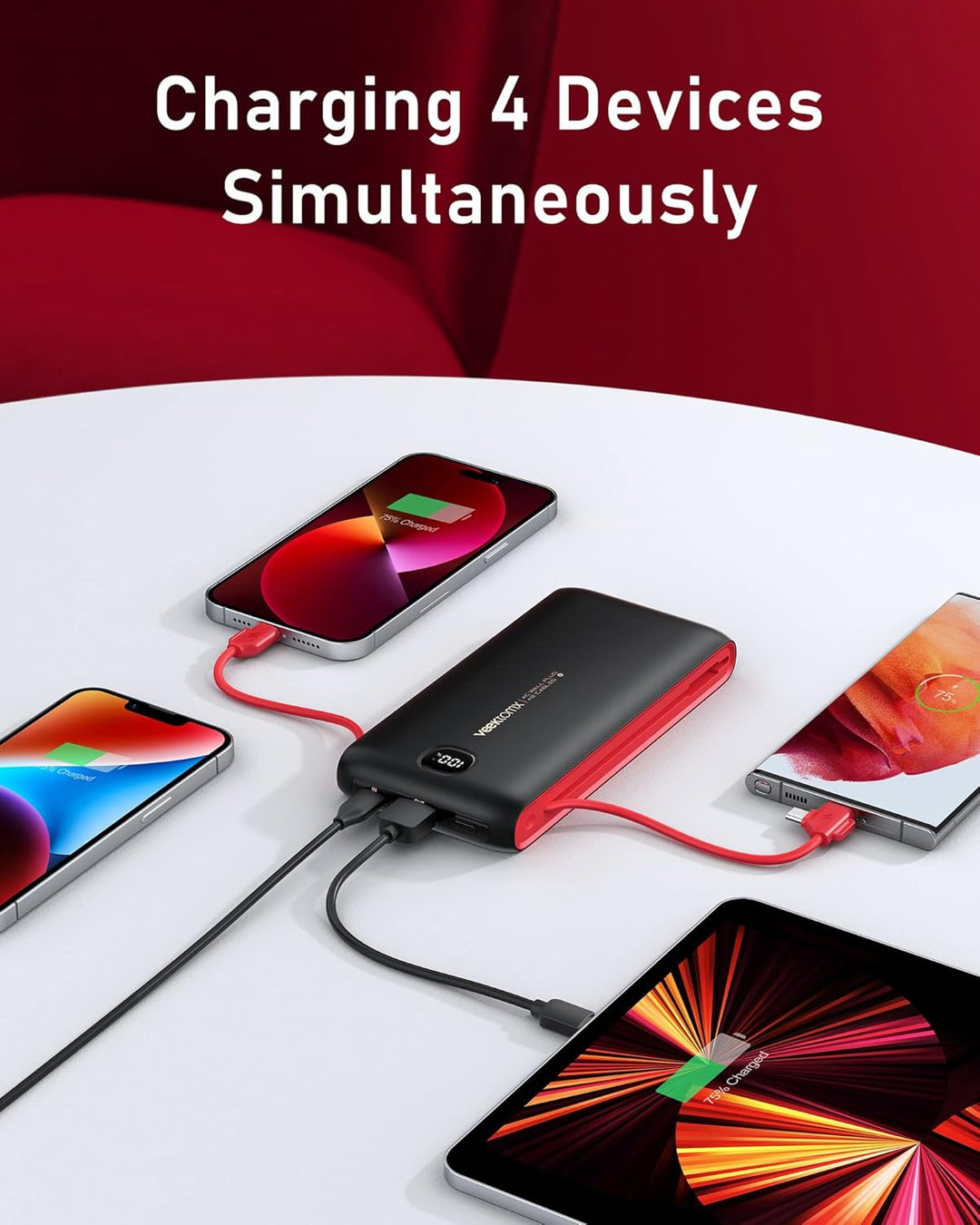 VEEKTOMX Cargador portátil con cables integrados de 20000 mAh, banc...