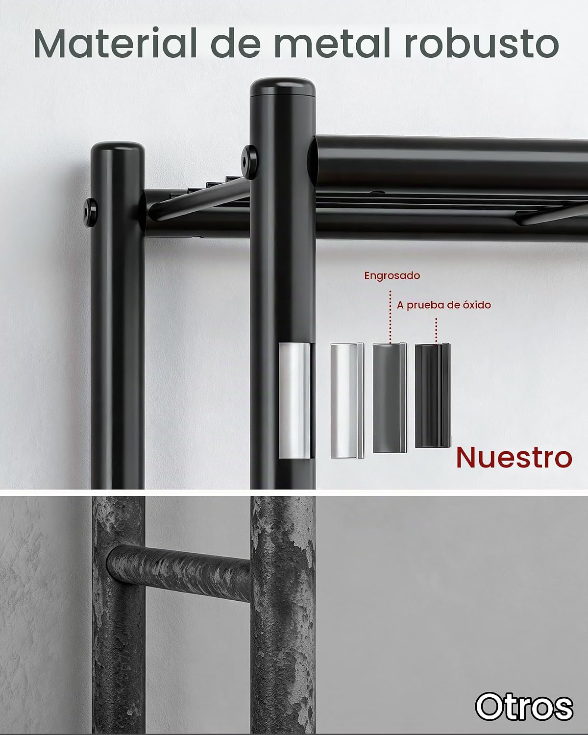 2-Pack Estantes de Almacenamiento de Metal de 5 niveles, 18.4"x12.6"x57.4", Negro