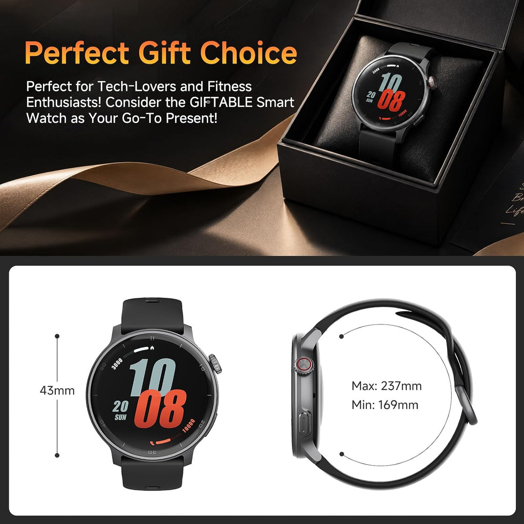 Reloj inteligente R5G Plus con GPS, llamadas Bluetooth, diseño impermeable, caras personalizadas, más de 110 modos deportivos, seguimiento diario de la salud, información del sueño, brújula, barómetro