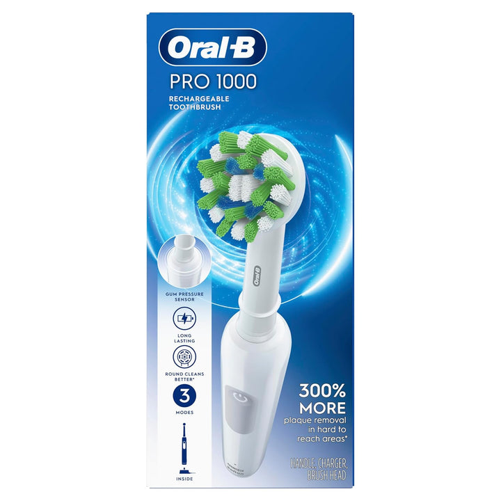 Oral-B Cepillo de dientes eléctrico recargable Pro 1000, color blanco