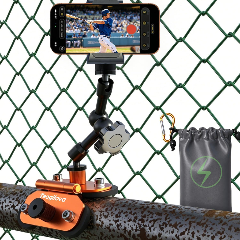 Soporte magnético para cámara para kit de transmisión Gamechanger - Soporte de valla doble de 1/4 pulgadas compatible con Mevo Start, GoPro, iPhone y cámaras de acción, perfecto para campo