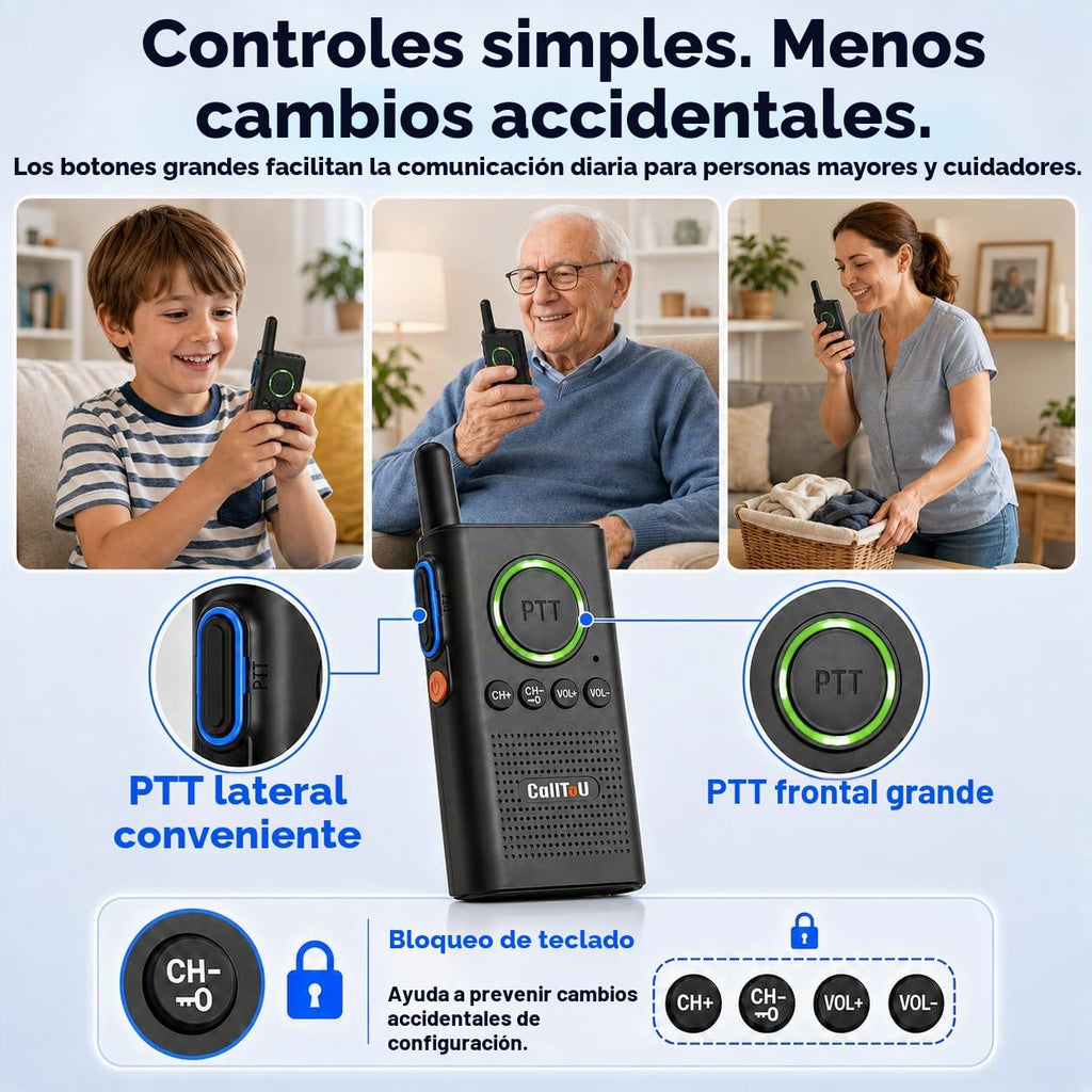 CallToU 2 Way Intercom para Monitoreo de Personas Mayores, Intercomunicadores Inalámbricos para el Hogar