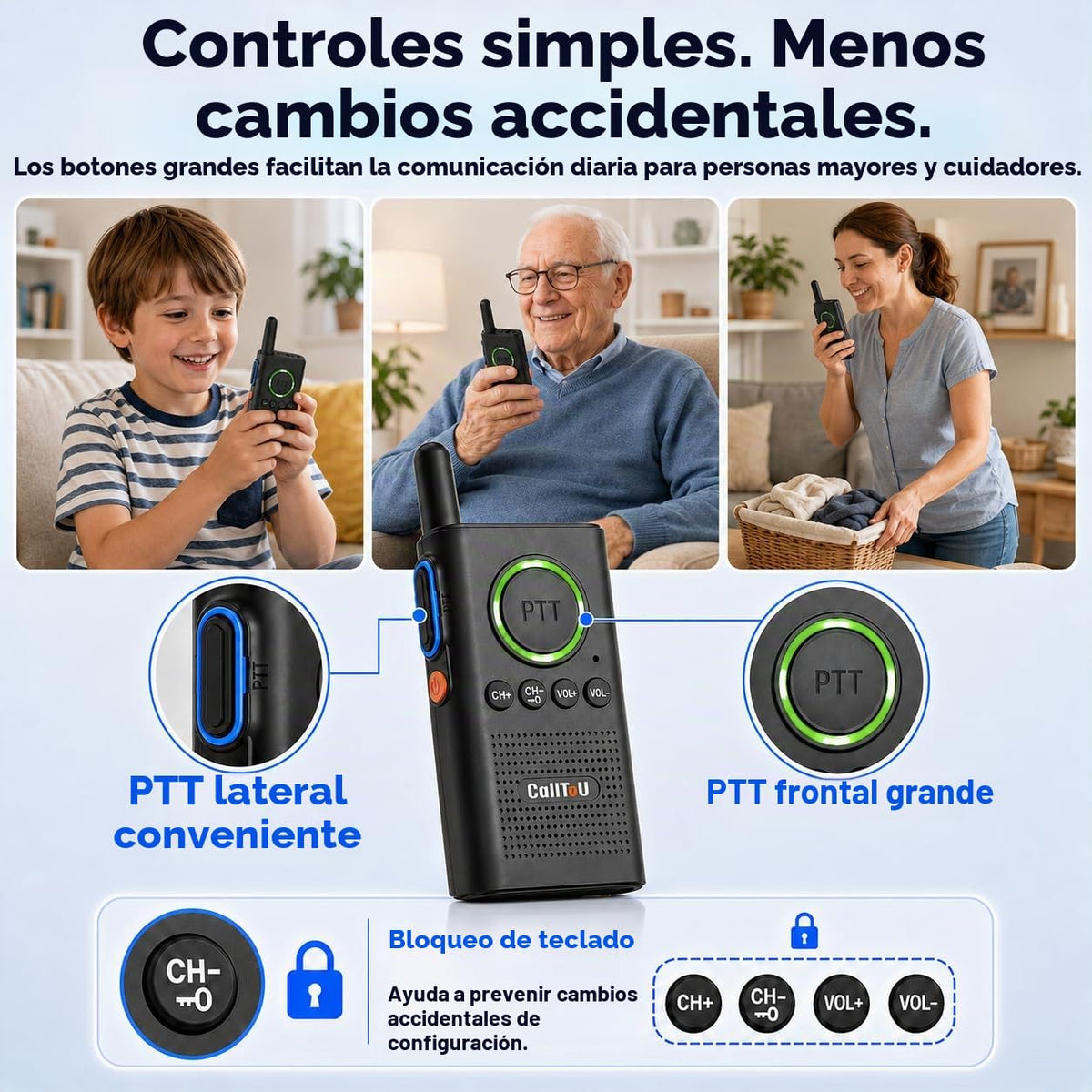 CallToU 2 Way Intercom para Monitoreo de Personas Mayores, Intercomunicadores Inalámbricos para el Hogar