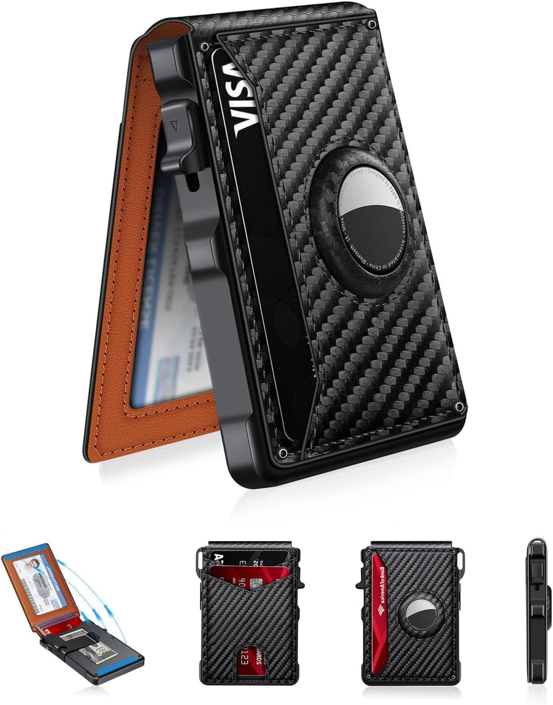 KIKVES Billetera para Airtag para hombre, tarjetero para AirTag con...