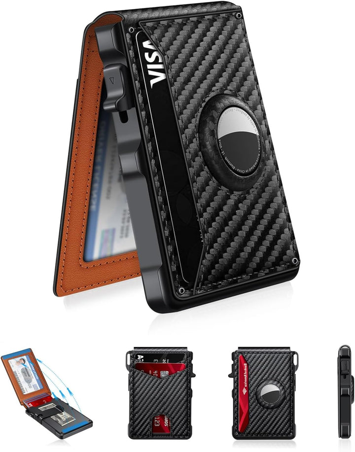 KIKVES Billetera para Airtag para hombre, tarjetero para AirTag con...