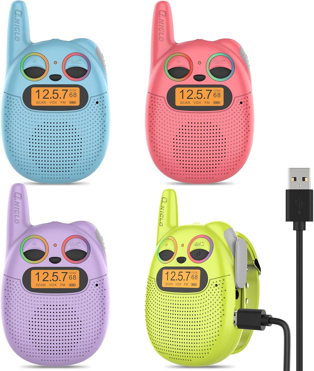 Qniglo Walkie Talkies para niños, 3 millas de largo alcance