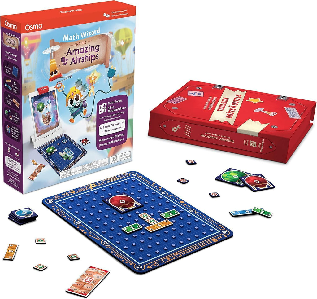 Osmo - Math Wizard and The Amazing Airships Games iPad & Fire Tablet-edades 6-8/Grados 1-2-Bases de multiplicación-Curriculum-Inspired-STEM Base de juguete requerida