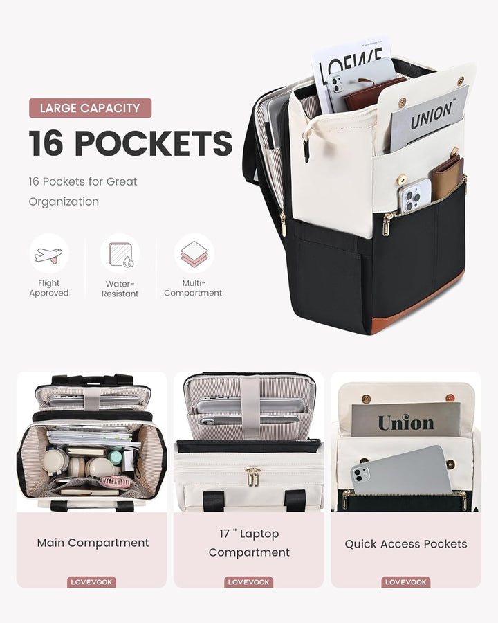 LOVEVOOK Mochila para laptop para mujer, mochila de trabajo convert...