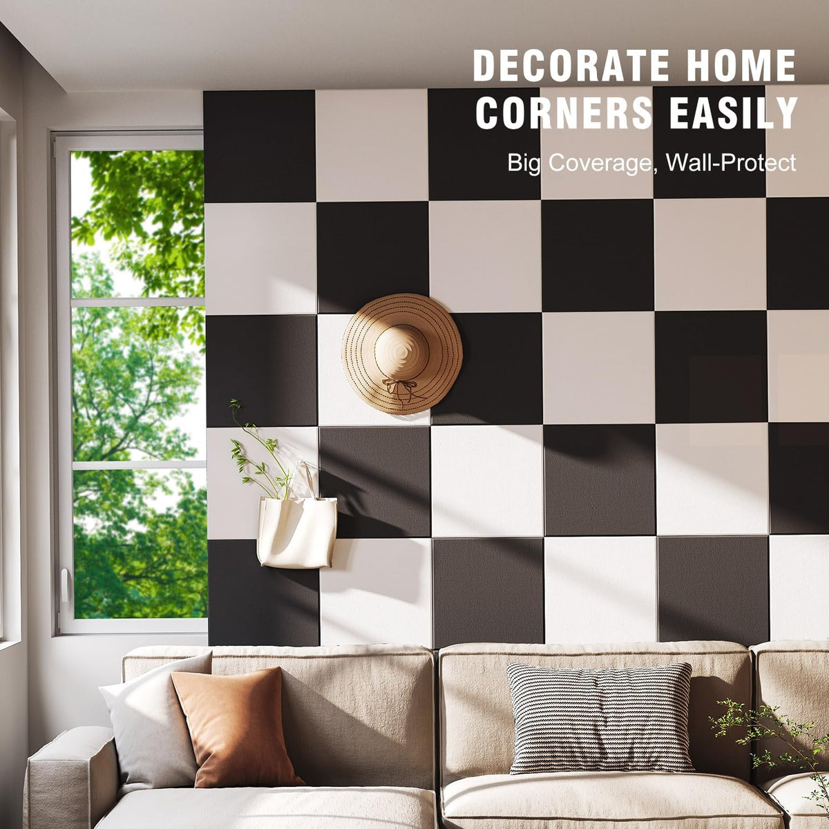 TSJOFFICE - Tablero de corcho grande para pared, tablero de anuncios de 48 x 36 pulgadas con 50 pasadores para decoración de oficina, tablero de alfileres, paquete de 12 azulejos de pared de fieltro