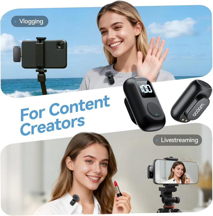 occiam Mini micrófono Lavalier para iPhone y Android Micrófono inal...