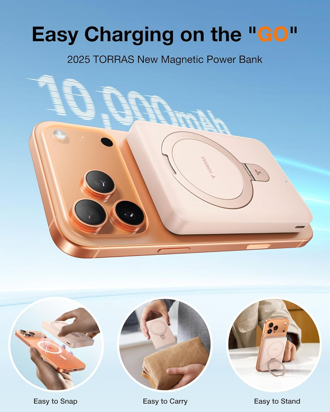 TORRAS EasyGo - Banco de energía cargador portátil magnético de 100...