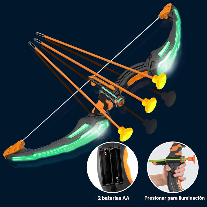 JOYIN Juego de arco y flecha para niños con luces LED intermitentes...