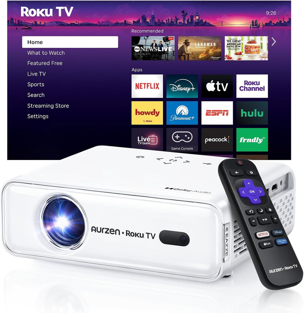 Aurzen Proyector inteligente Roku TV con Wifi y Bluetooth, experien...
