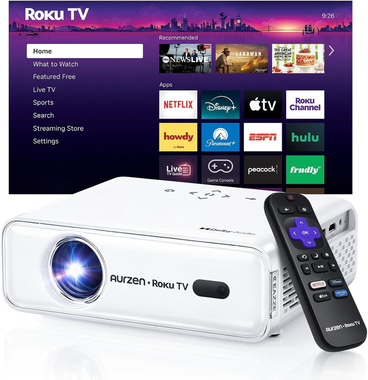 Aurzen Proyector inteligente Roku TV con Wifi y Bluetooth, experien...