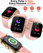 Relojes inteligentes para mujeres y hombres con contador de pasos, monitor de calorías de sueño, podómetro, impermeable IP68, reloj inteligente con más de 120 deportes para iPhone y Android (rosa)