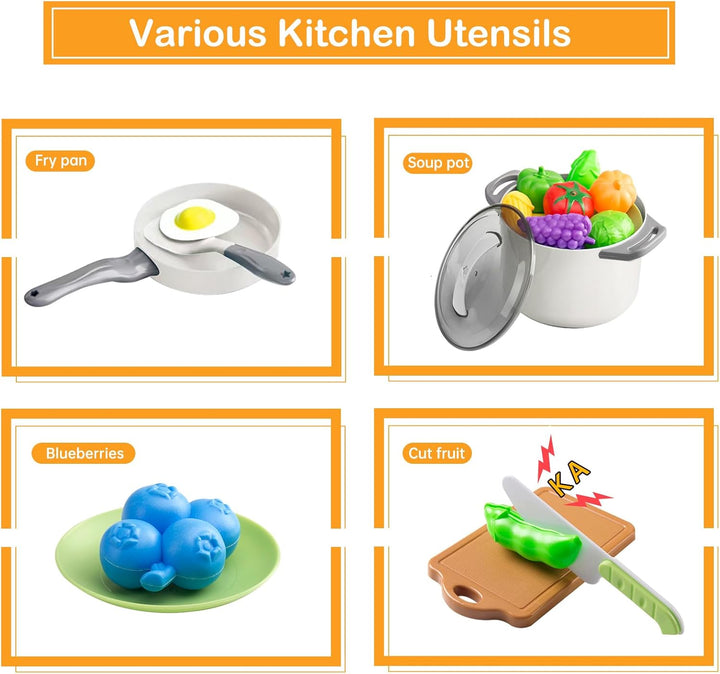 35 piezas de accesorios de juguete de cocina para niños, juego de c...