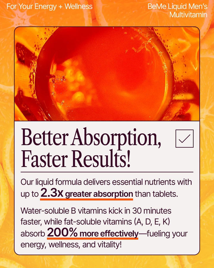BeMe Multivitaminas líquidas para hombres, sistema avanzado de sumi...