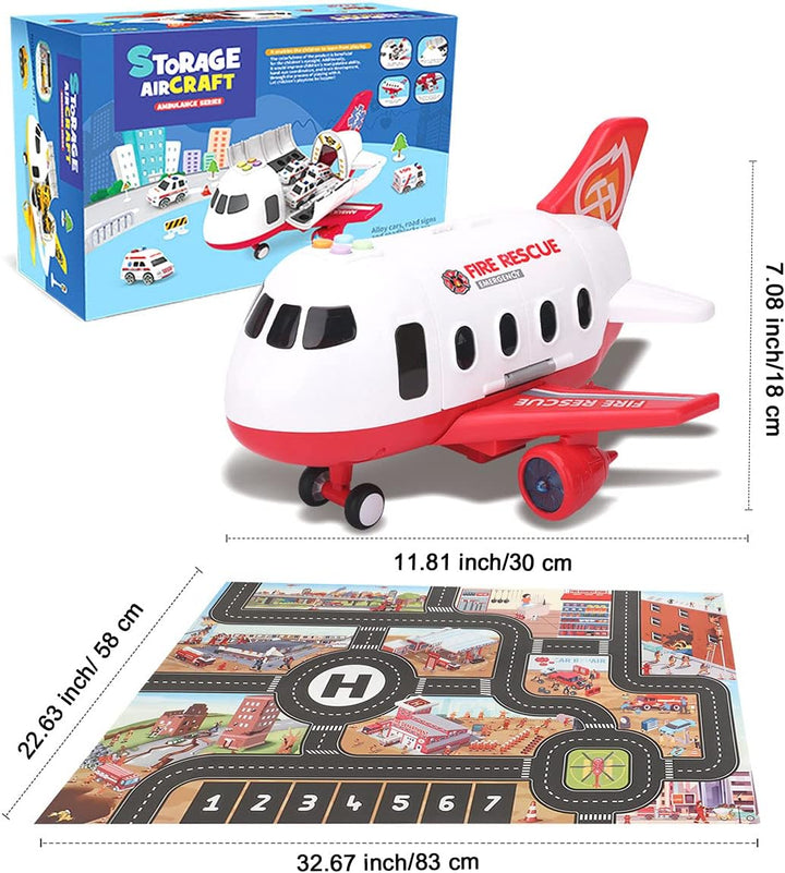 Dwi Dowellin Juego de juguetes de avión con camión de bomberos y ta...