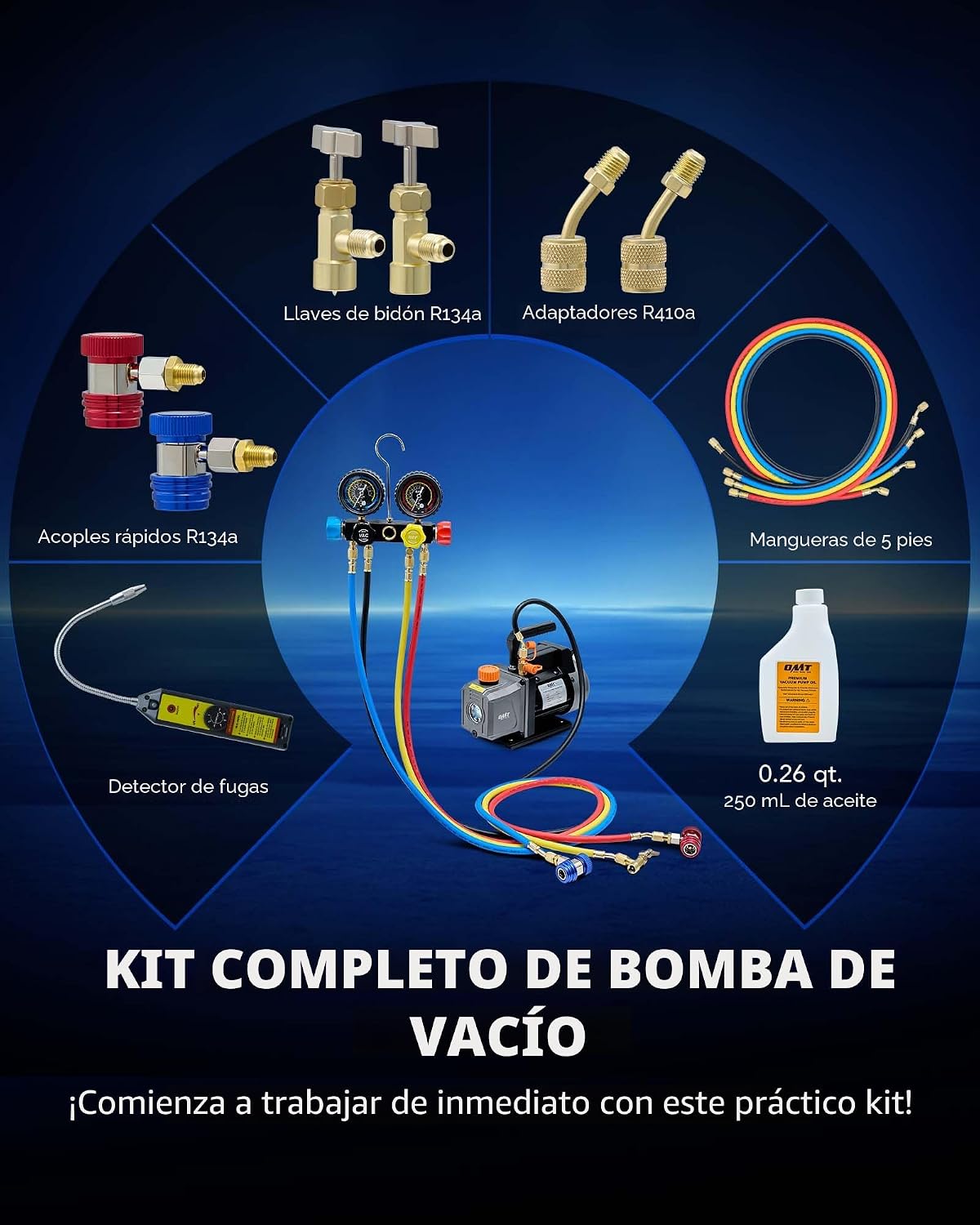 Orion Motor Tech - Bomba de vacío y juego de medidores de AC, bomba...