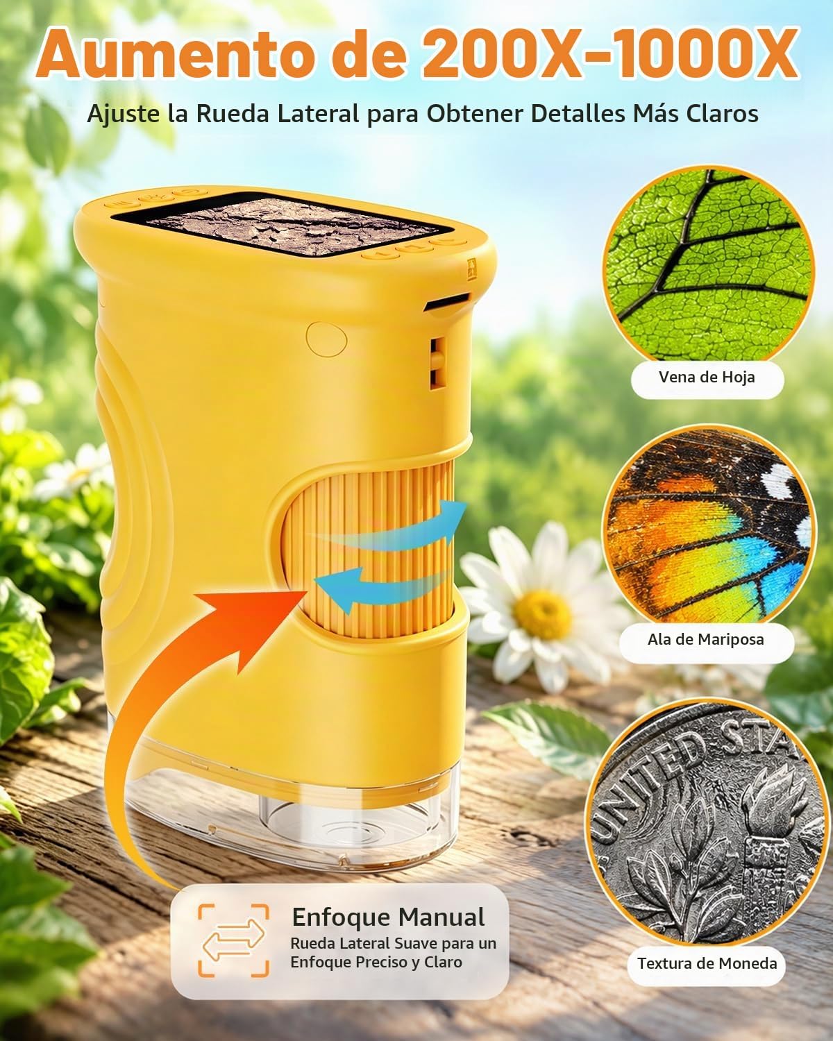 1000X Digital Handheld Microscope para Kids Portable Outdoor Toys & Gifts