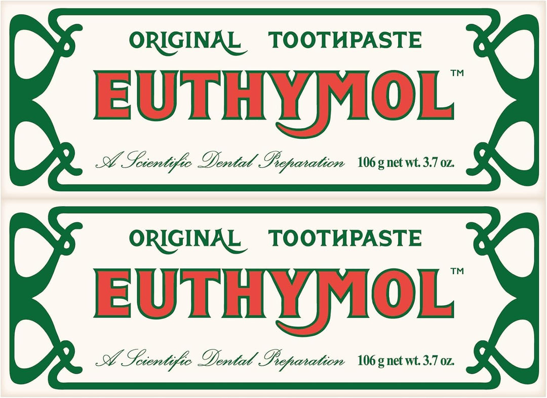 EUTHYMOL Pasta de dientes rosa original (3.7 onzas líquidas x 2 uni...